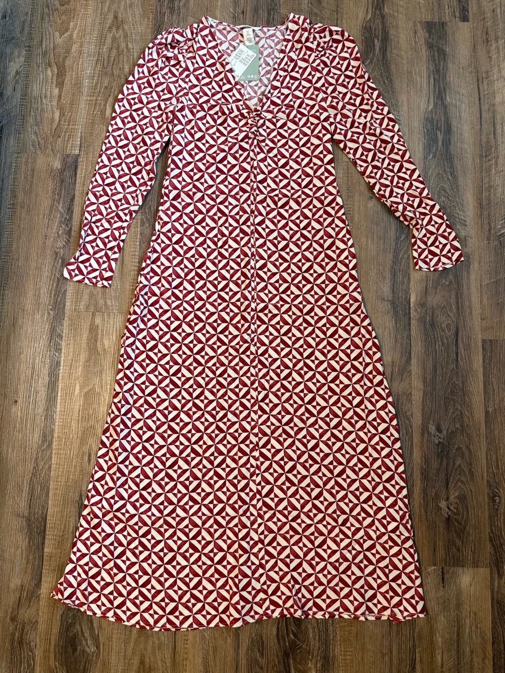 H&M Red and White Geometric Maxi Dress